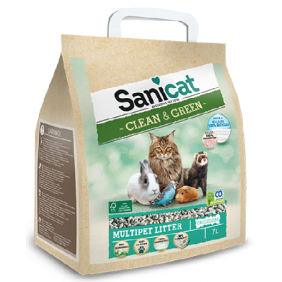 Наполнитель Sanicat Clean & Green Cellulose впитывающий для птиц из целлюлозы