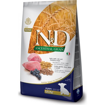 Farmina N&D Ancestral Grain Line LG Puppy Mini - корм для щенков мелких пород, беременных и кормящих сук (ягненок, черника, спельта, овес)