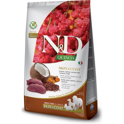 Farmina N&D Quinoa Line GF Adult - беззерновой корм для здоровья кожи и шерсти взрослых собак (оленина, киноа, кокос и куркума)
