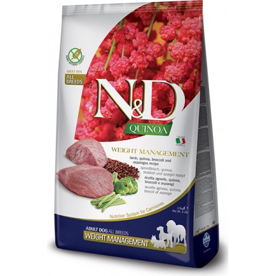 Farmina N&D Quinoa Line GF Adult - беззерновой корм для контроля веса взрослых собак (ягненок, киноа, брокколи и спаржа)