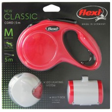 Flexi New Classic M комплект поводок-рулетка, трос + Фонарик LED + Multi Box, до 20 кг / 5 м