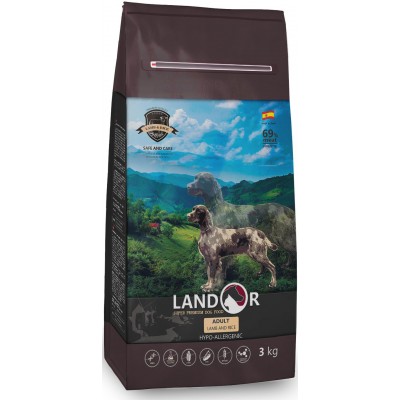 Landor Dog Adult Lamb With Rice - сухой корм для взрослых собак всех пород, с ягненком и рисом330)