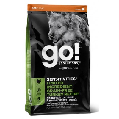 GO! SENSITIVITIES Limited Ingredient Grain Free Turkey Recipe 26/14 - беззерновой корм для щенков и собак с индейкой для чувствительного пищеварения НОВИНКА!!!