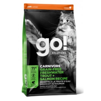 GO! Carnivore Trout&Salmon Cat Recipe 45/18 - беззерновой корм для котят и кошек с чувствительным пищеварением с форелью и лососем НОВИНКА!!