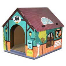 Mr.Kranch когтеточка-домик для кошек 41,5х39,4х38,5 см из картона с кошачьей мятой, синяя