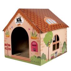 Mr.Kranch когтеточка-домик для кошек 41,5х39,4х38,5 см из картона с кошачьей мятой, бежевая