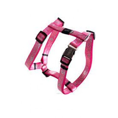 Rogz шлейка для собак полиэстер Trendy М, расцветка Pink Bones 1,6 см.*40-70 см. (арт. RSJ523K)