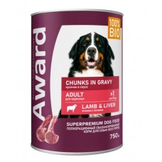 Award Adult Lamb Liver - Влажный корм для взрослых собак, кусочки с ягненком и печенью в соусе, 750 г