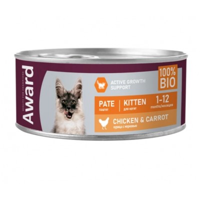 Award Kitten Chicken Carrot - Влажный корм для котят, паштет из курицы с морковью, 100 г