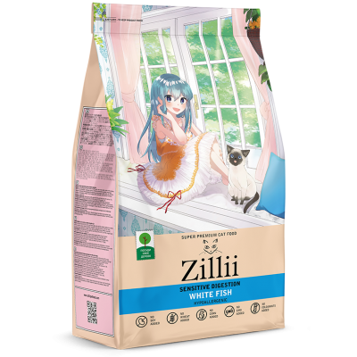 Zillii Cat Sensitive Digestion White Fish - сухой корм для взрослых кошек с чувствительным пищеварением, с белой рыбой