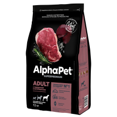 AlphaPet Adult Maxi Beef - сухой корм для взрослых собак крупных пород, с говядиной и потрошками