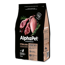 AlphaPet Adult Cat Sterilised Lamb Turkey - сухой корм для взрослых стерилизованных кошек, с ягненком и индейкой