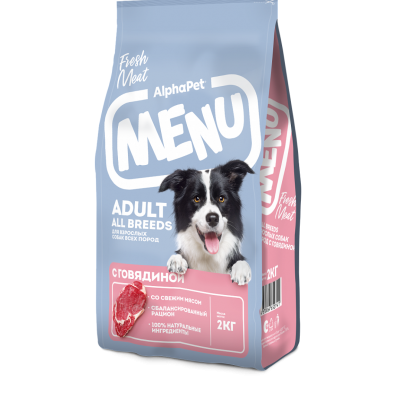AlphaPet Menu Adult Dog Beef - сухой корм для взрослых собак всех пород, с говядиной
