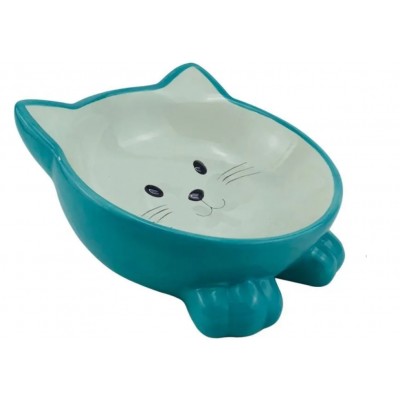 N1 Миска керамическая для собак и кошек, "Мордочка кошки", разные цвета, 140 мл