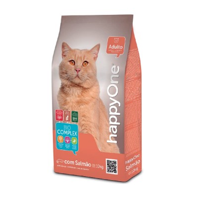 HappyOne Cat Adult - сухой корм для взрослых кошек с эффектом вывода шерсти, с лососем
