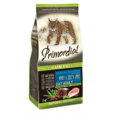 Primordial Cat Adult Grain Free Salmon & Tuna - беззерновой корм для взрослых кошек, с лососем и свежим тунцом