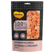 Мнямс Лакомство для собак и щенков, кубики из мяса ягненка с треской, 100 г (арт. 703225)
