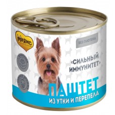 Мнямс Влажный корм для собак всех пород, "Сильный иммунитет", паштет из утки и перепела, 200 г (арт. 705076)