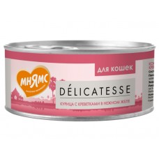 Мнямс Delicatesse Влажный дополнительный корм для взрослых кошек, с курицей и креветками в нежном желе, 70 г (арт. 7176052)