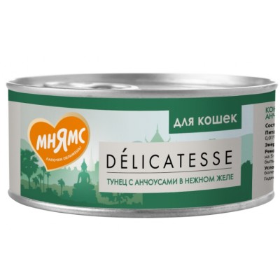 Мнямс Delicatesse Влажный дополнительный корм для кошек, с тунцом и анчоусами в нежном желе, 70 г (арт. 7176120)