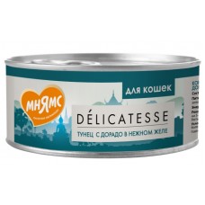 Мнямс Delicatesse Влажный дополнительный корм для кошек, с тунцом и дорадо в нежном желе, 70 г (арт. 7176137)