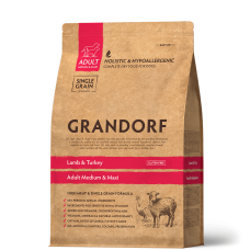 Grandorf Adult Medium Maxi Lamb Turkey - гипоаллергенный сухой корм для взрослых собак средних и крупных пород, с ягненком и индейкой