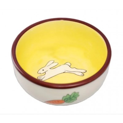 N1 Миска керамическая для собак и кошек, с рисунком "Заяц и морковка", 150 мл (ВЕТ7044)