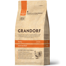 Grandorf Adult Sterilized Turkey - гипоаллергенный сухой корм для пожилых и стерилизованных кошек, с индейкой