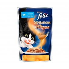 Felix Sensations - корм влажный для кошек с треской в соусе с томатами, 85 гр.