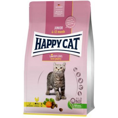Happy Cat Junior Land Geflugel - беззлаковый сухой корм для котят c 4 до 12 месяцев, с птицей и картофелем