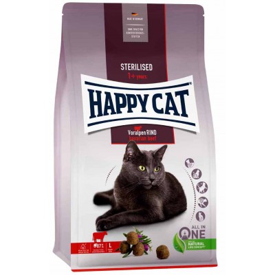 Happy Cat Sterilised Voralpen-Rind - сухой корм для стерилизованных кошек и кастрированных котов, с говядиной