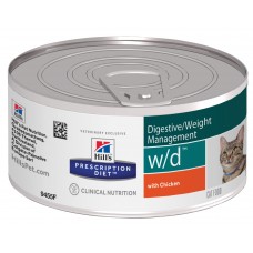 Hill's Prescription Diet w/d Digestive - влажный диетический корм для кошек при поддержании веса и сахарном диабете, с курицей  