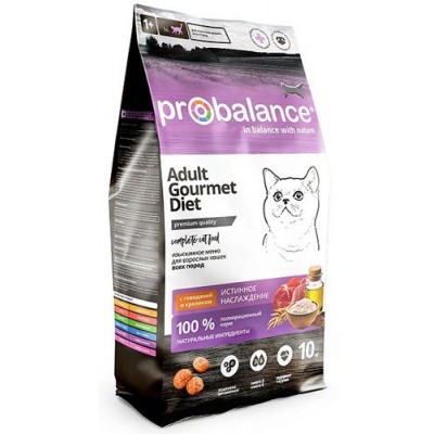 ProBalance Cat Gourmet diet Adult - сухой корм для взрослых кошек (говядина и кролик)