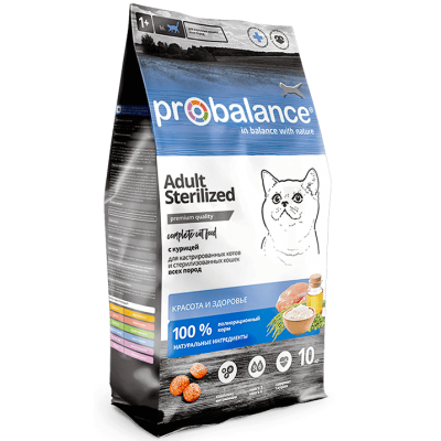 ProBalance Cat Sterilized - сухой корм для стерилизованных кошек и кастрированных котов (курица)