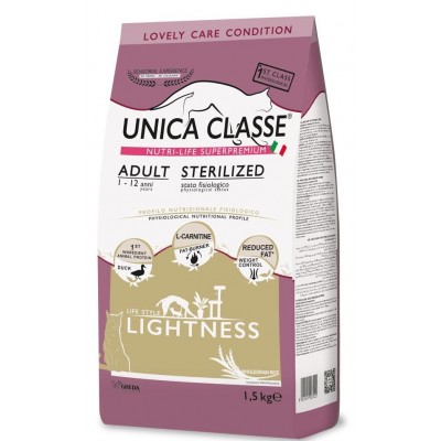Unica Classe Adult Sterilized Lightness сухой корм для взрослых стерилизованных кошек, утка
