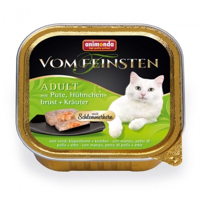 Vom Feinsten - паштет для кошек "Меню для гурманов" с индейкой, куриной грудкой и травами (100 г) (арт. ВЕТ83265)