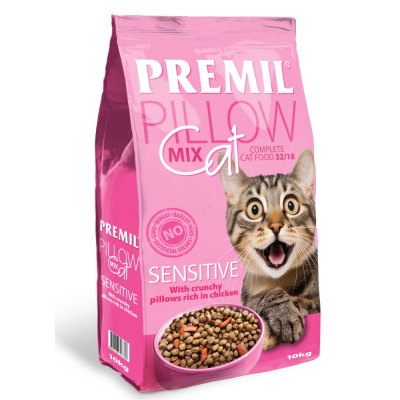 PREMIL Pillow Mix Cat Sensitive - сухой корм для взрослых кошек с чувствительным пищеварением, с курицей