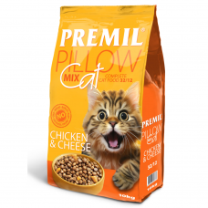 PREMIL Pillow Mix Cat Chicken & Cheese - cухой корм для привередливых кошек, цыпленок и сыр