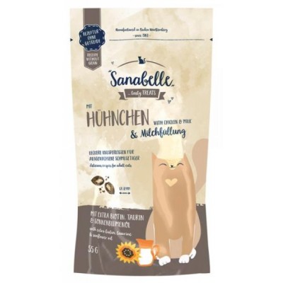Bosch Sanabelle лакомство "Вкусные подушечки"для котов с курицей и молоком, 55 гр.