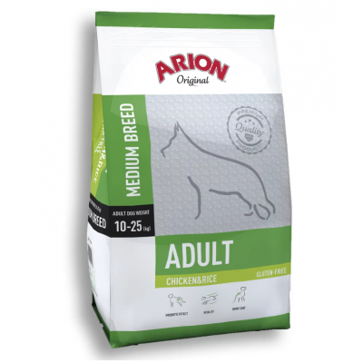 Arion Original Medium Adult Chicken & Rice - сухой безглютеновый корм для взрослых собак средних пород, с курицей и рисом
