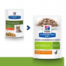 Hill's Prescription Diet Metabolic - влажный диетический корм для кошек, для снижения и контроля веса, с курицей