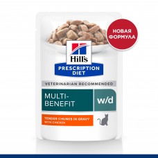 Hill's Prescription Diet Multi-Benefit w/d - влажный диетический корм для кошек, для поддержания веса и сахарном диабете, с курицей, 85 г