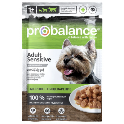 ProBalance Immuno Protection Adult Sensitive - влажный корм для взрослых собак с чувствительным пищеварением, 85 г*25 шт