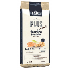 Bosch Plus Adult Trout & Potato - монопротеиновый сухой корм для собак, с форелью и картофелем