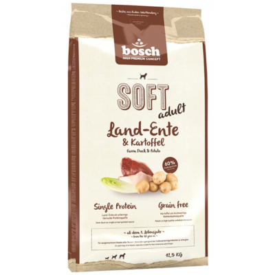 Bosch Soft Land-Ente & Kartoffel - полувлажный беззерновой корм для взрослых собак, со свежей уткой и картофелем