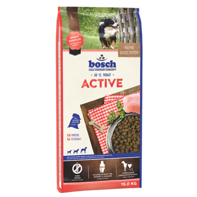 Bosch Dog Active - сухой корм для взрослых собак с высокой активностью, со свежим мясом домашней птицы