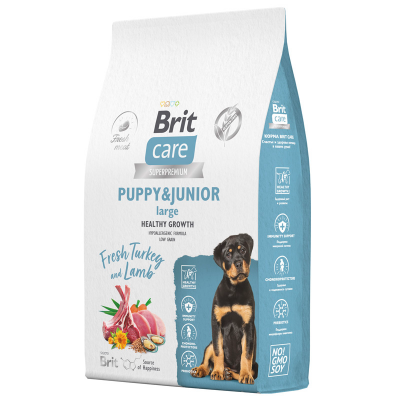 Brit Care Puppy&Junior L Healthy Growth - сухой корм для здорового роста щенков крупных пород, с индейкой и ягненком