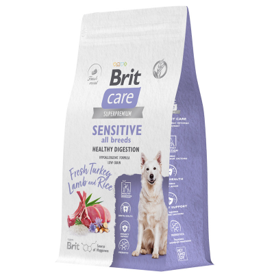 Brit Care Adult Sensitive Healthy Digestion - сухой корм для здорового пищеварения собак всех пород, с индейкой и ягненком
