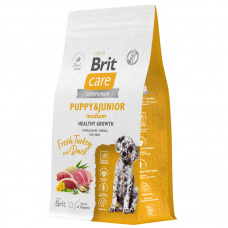 Brit Care Puppy&Junior M Healthy Growth - сухой корм для здорового роста щенков средних пород, с индейкой и уткой