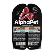 AlphaPet Cat Lamb - влажный корм для кошек с чувствительным пищеварением, с ягненком и брусникой в соусе, 80 г (арт. 651836)